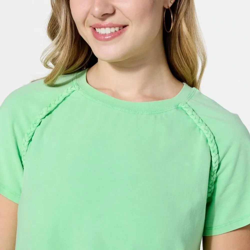 DG2 by Diane Gilman Snow Wash green lime Cotton Jersey Knit Tee size M NWT - Picture 2 of 9